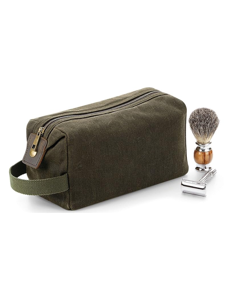 Canvas Toiletry Wash Bag - Olive
