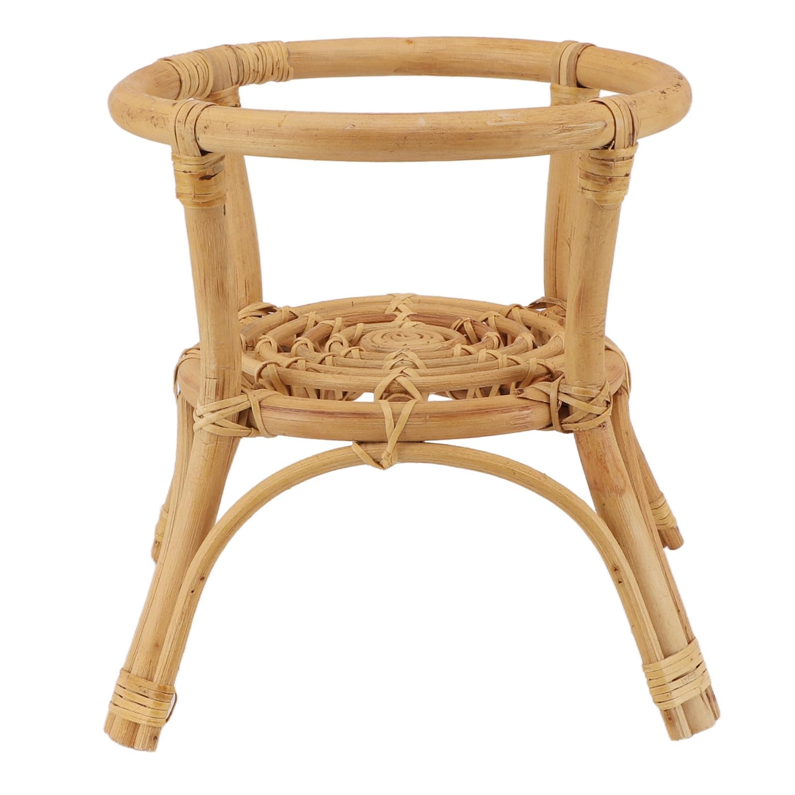 HLHLH Woven Flowers Pot Holder Stool with Legs, 10.2in Tall Plant Stand, Boho Flower Rack, Rattan Stable Planter for Indoor Outdoor Garden Patio