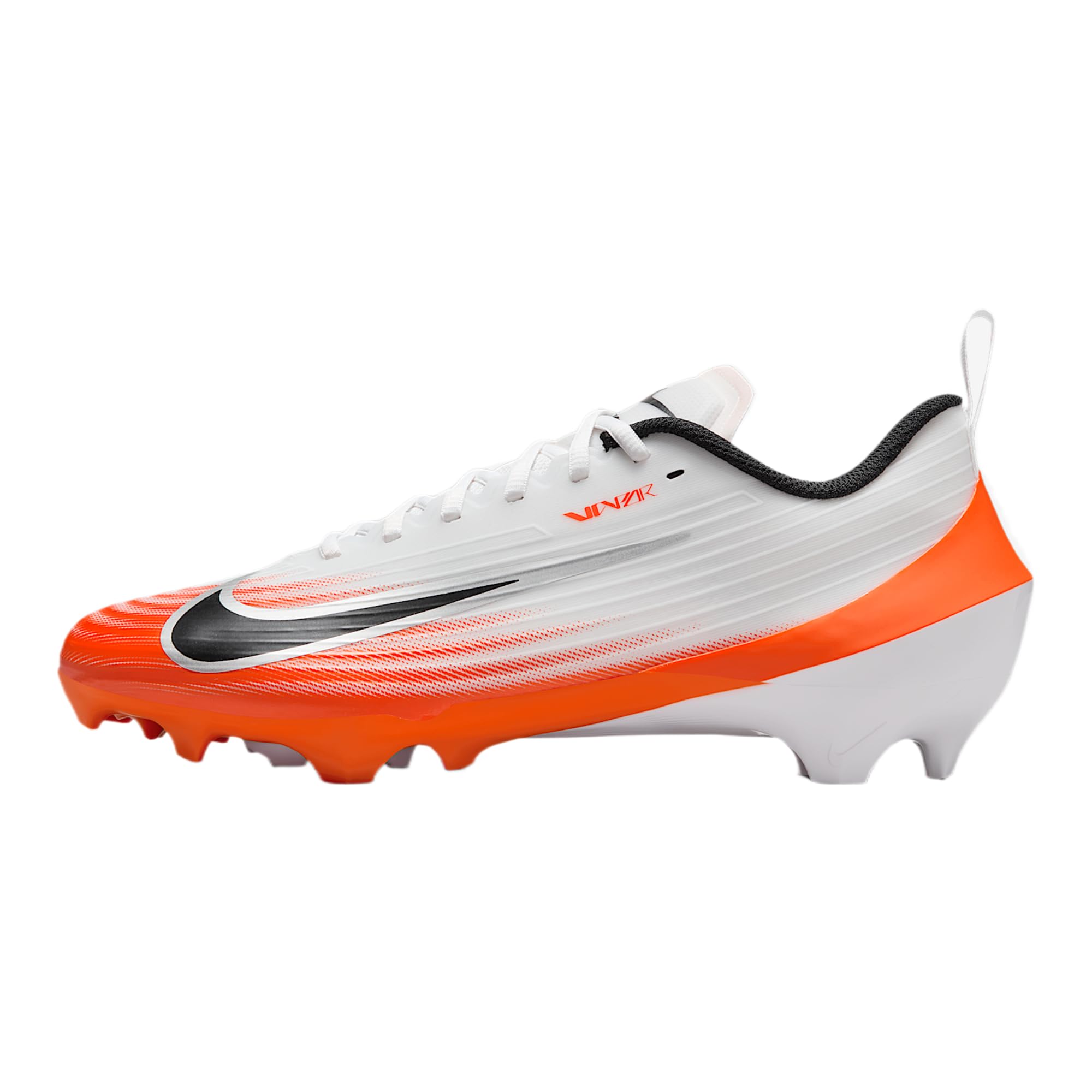 Nike Vapor Speed 3 Football Cleats (HM8849-104, White/Safety Orange/Metallic Silver/Black) Size 12.5