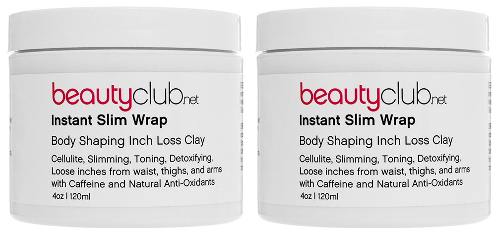 Instant Slim Wrap Body Shaping Inch Loss Clay - Cellulite Slimming, Toning, and Detoxifying. Lose inches from waist, thighs and arms with Bentonite, Caffeine and other Natural Anti-Oxidants #1 Body Mud Wrap - 4oz/120ml (2 Jars)