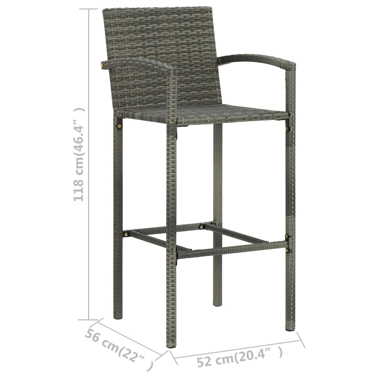 Ensemble de Bar Ensemble de Bar de Jardin Salon de Jardin Exterieur Salon Jardin Ensemble de Bar de Jardin 5 pcs Gris BN
