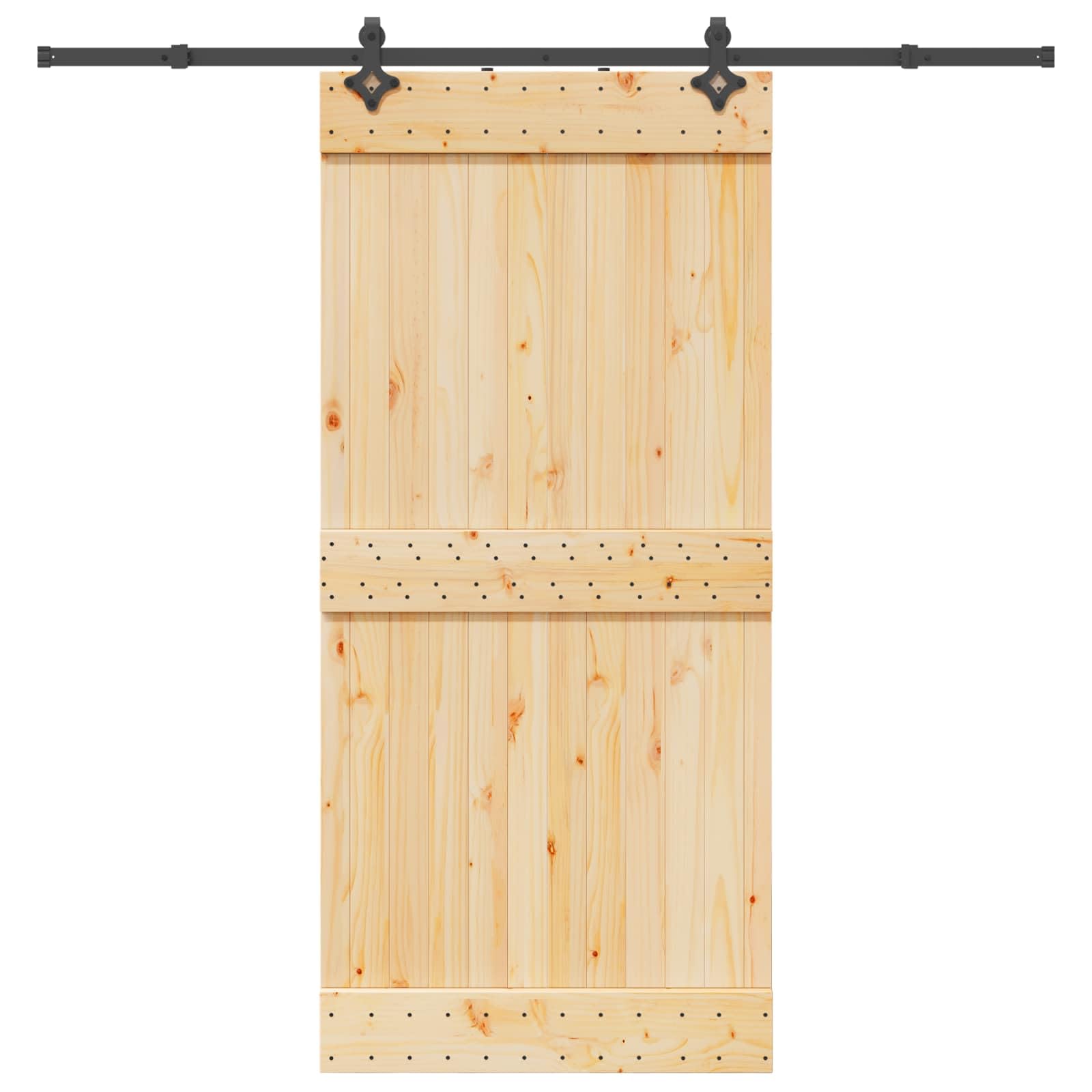 Puerta corredera NARVIK de madera maciza de pino con sistema de rieles, diseño moderno de puerta interior, 95 x 210 cm