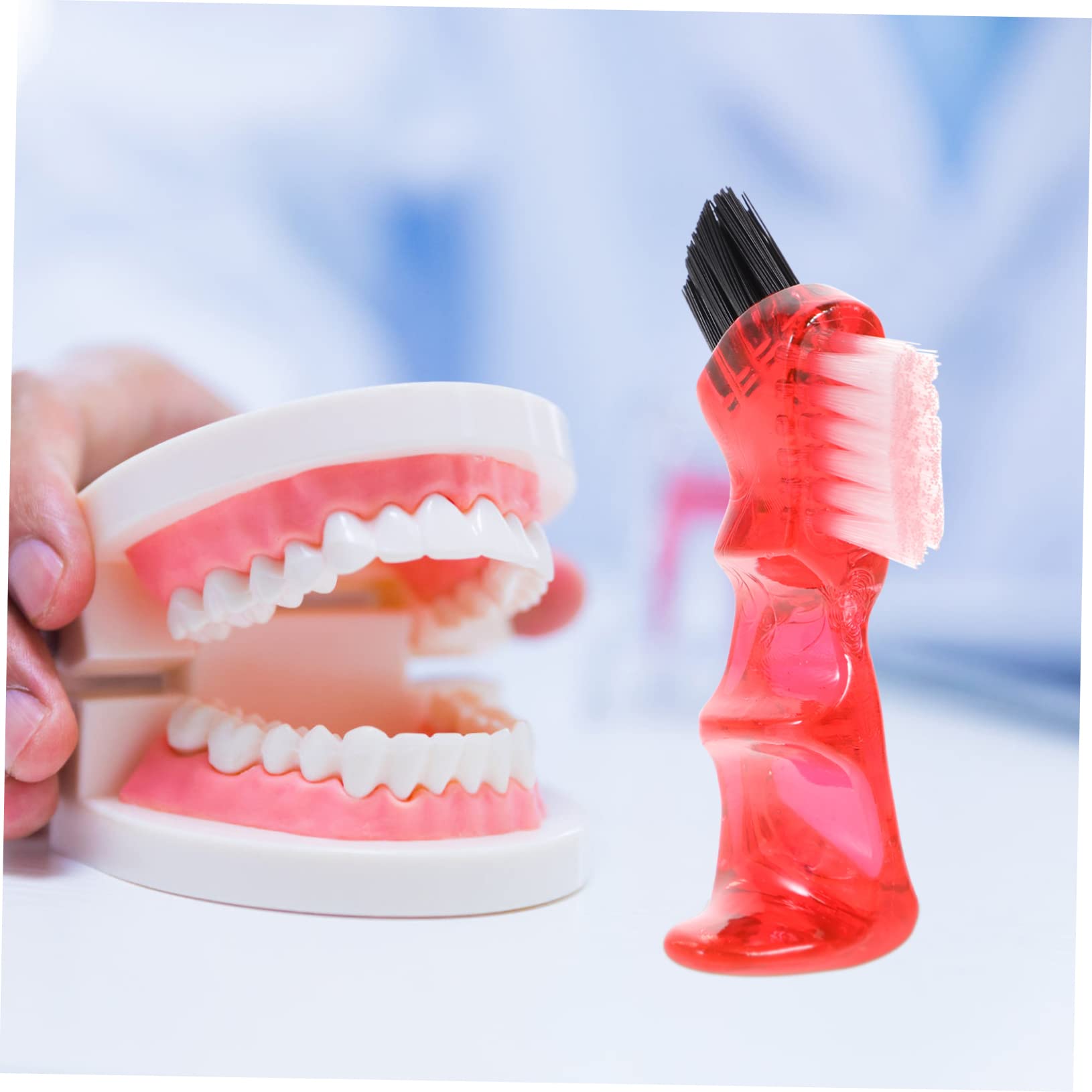 4 Set Spazzolini Dentali Doppi Per Dentiera Compatti E Pratici Colori Vivaci Per Uso 4 Pezzi * 4