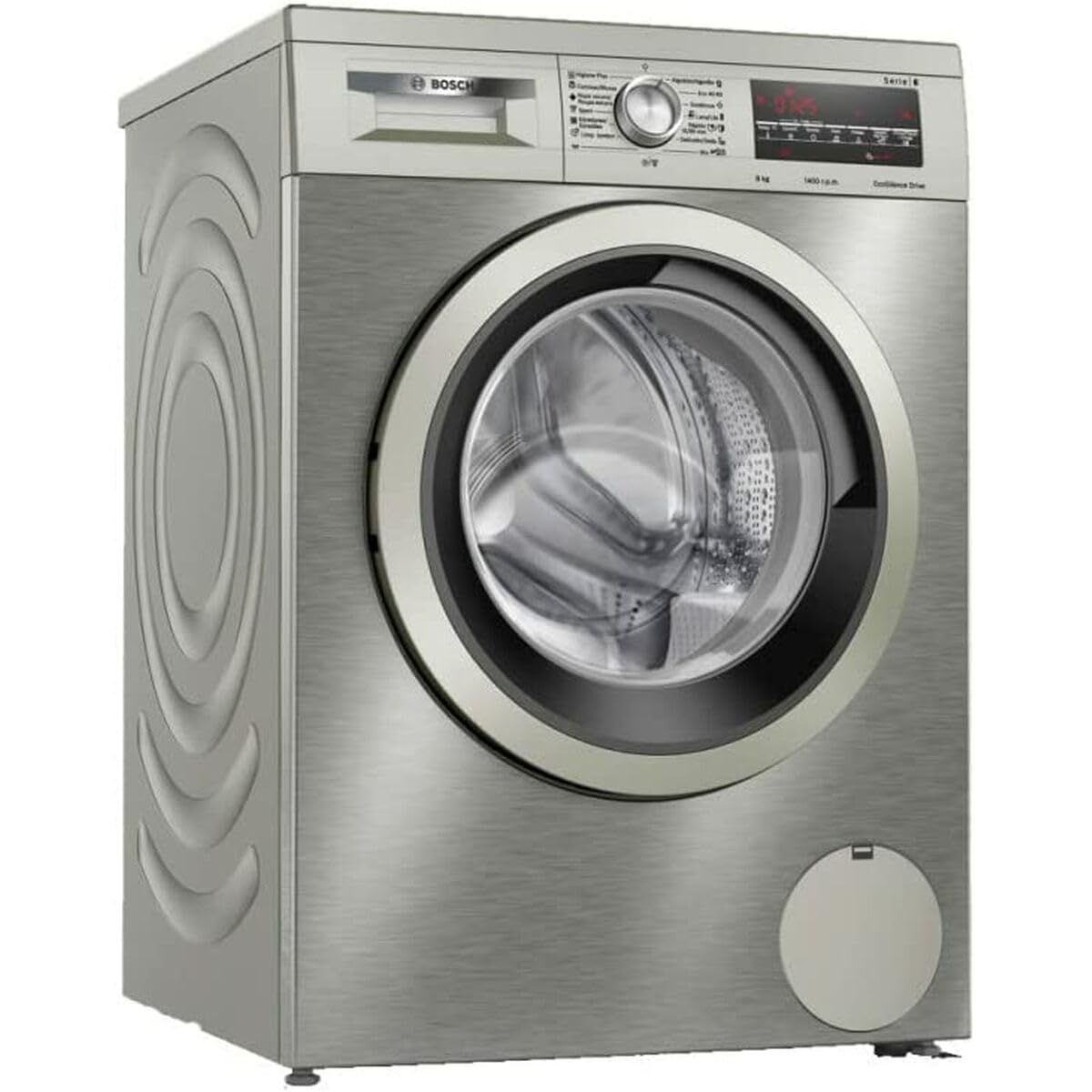 Bosch Lavadora, Libre Instalación, 8 kg, Serie 6, EcoSilence, Acero Antihuellas, WUU28T8XES Etiqueta Energética