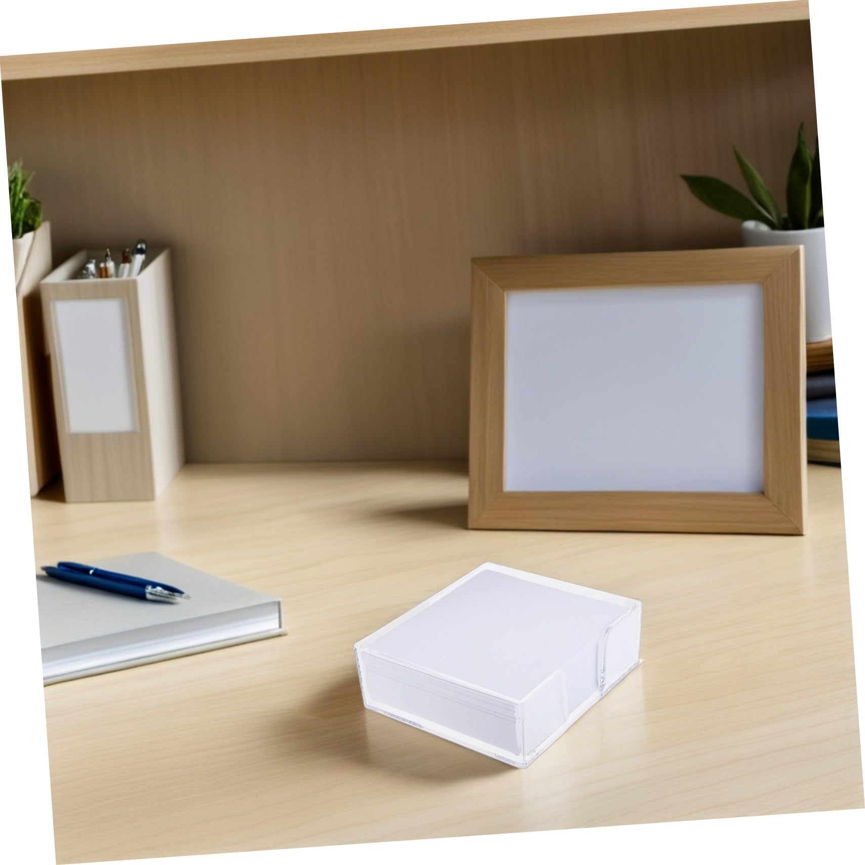 Homoyoyo Bloc-notes Cube Transparent Non Adhésives Papier Mémo pour Bureau et Maison Boîte Pratique avec Mécanisme Coulissant pour Prise Rapide et Organisation Facile