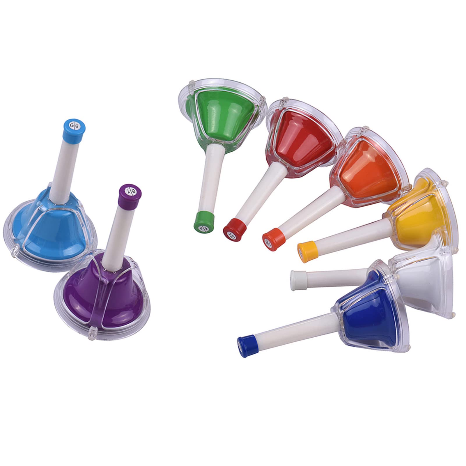 Generic Buntes 8-Noten-Diatonik-Glocken-Handglocken-Set aus Metall für den Musikalischen Lernunterricht für Kinder, Ideal für Heimunterricht und Musikunterricht, Metall-Handglocken