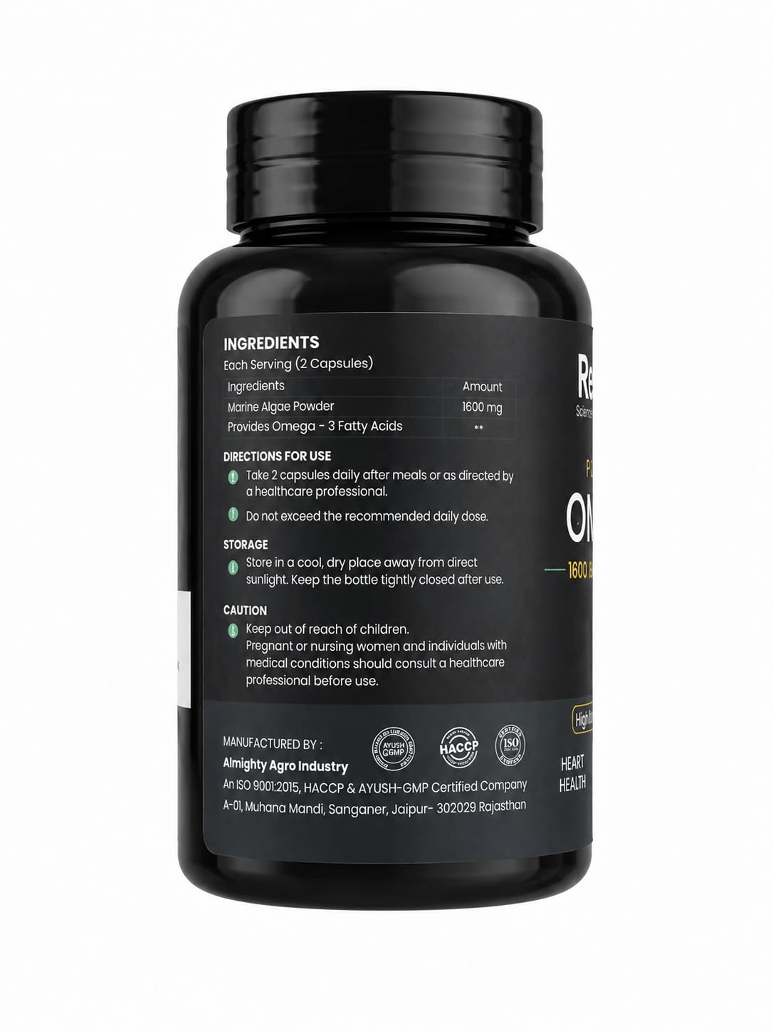 Reveda Plant Based Omega 3, 1600mg | Marine Algae (60 Capsules) — Amazon image 8