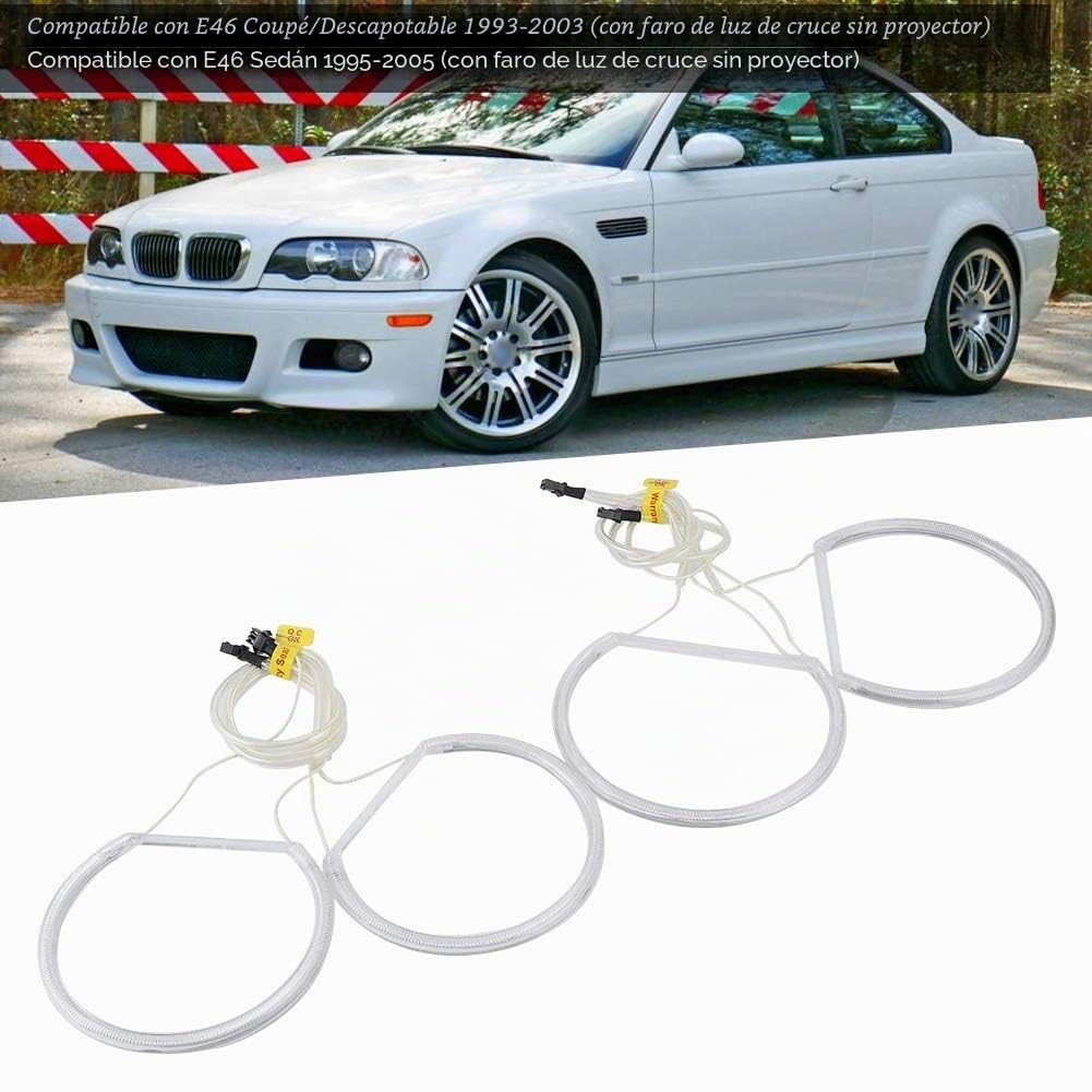 Akozon Anillos de halo de ojos de ángel CCFL Luz de alto brillo Ojos de ángel Ojos de ángel E46 acrílico ABS para sedán convertible E46 Coupe