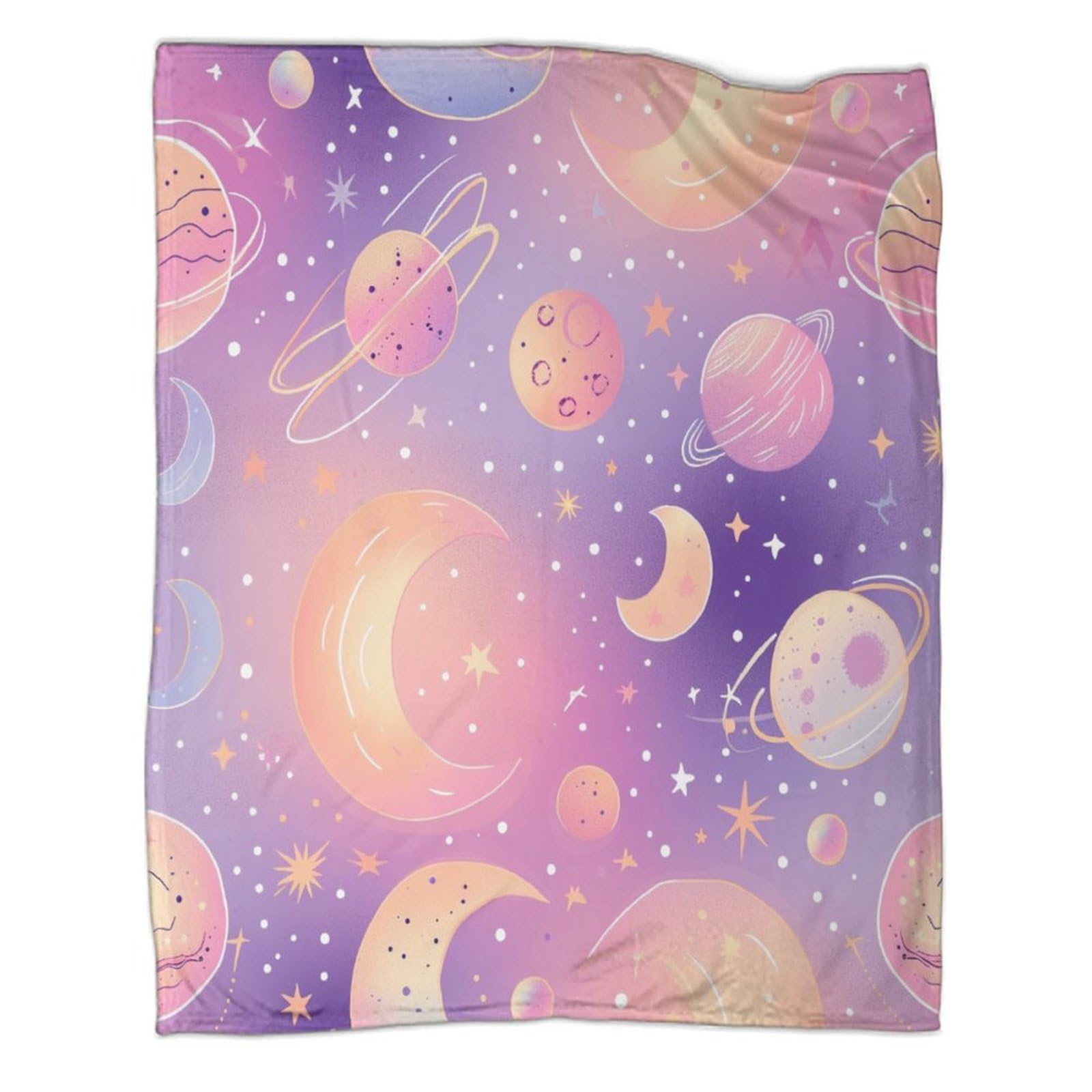 Kwfybehz Style-8 Moon, Planets Throw Blanket - Super Soft, Lightweight, Warm Cosy Throws For Couch, Bed, Travel, Sofa - 50X60inch(127X152cm)
