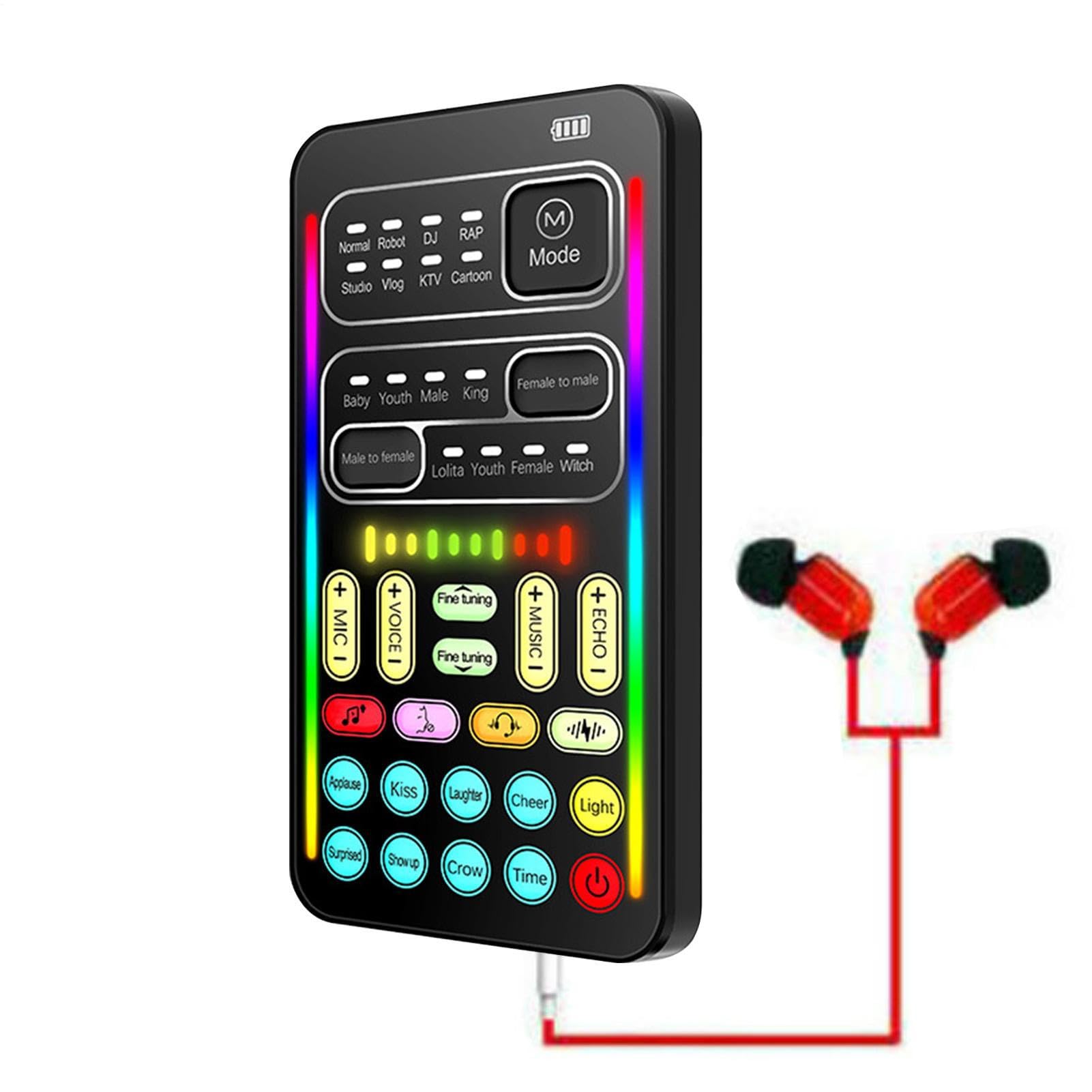 Modificateur audio portable - Changeur de voix Adultes | Mélangeur sonore compact 8 effets uniques, périphérique de transformation vocale compatible pour smartphone, ordinateur portable, tablette, con