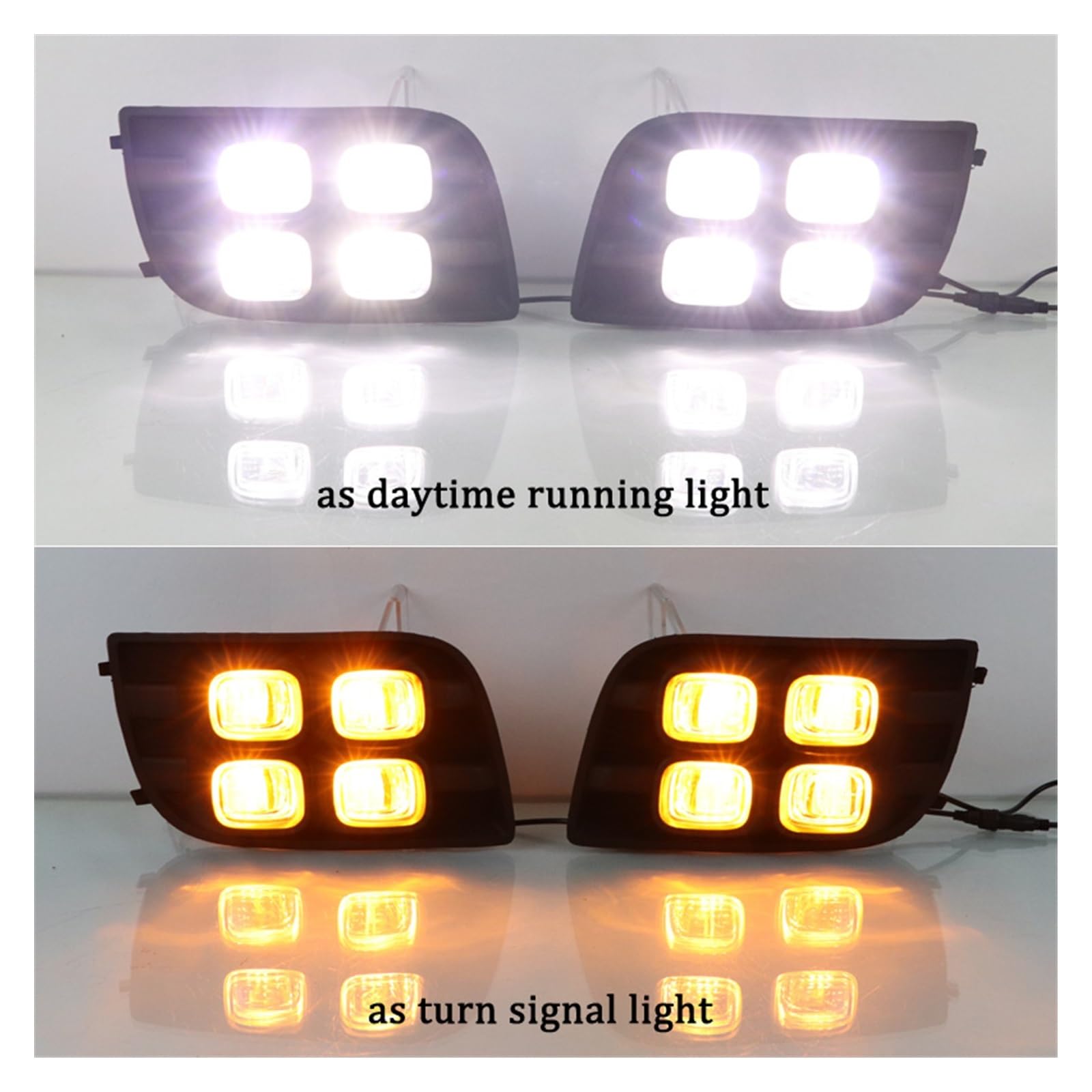 Luci Antinebbia Anteriori Luci Diurne A LED DRL Per Auto 12V Per Sequoia 2007-2014 2015 2016 2017 Indicatori Di Direzione Gialli Luce Di Marcia Diurna 12v Fendinebbia Automatico