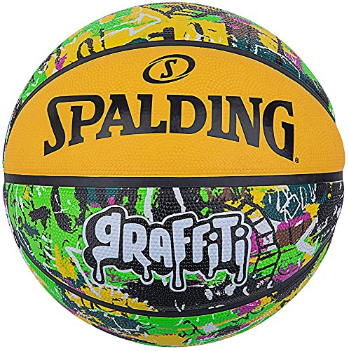 Spalding 84-374Z Basketball, Graffiti, Green x Yellow, No. 7 Balls, Basketball, Basket