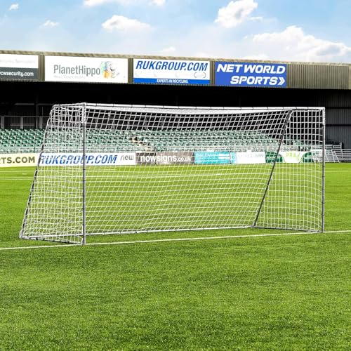 FORZA Steel42 Porterías de fútbol | Portería de Acero Resistente | Tamaño reglamentario, portátil con estacas para el Suelo y Kit de Rebote Opcional (Solo Portería, 4,9m x 2,1m)
