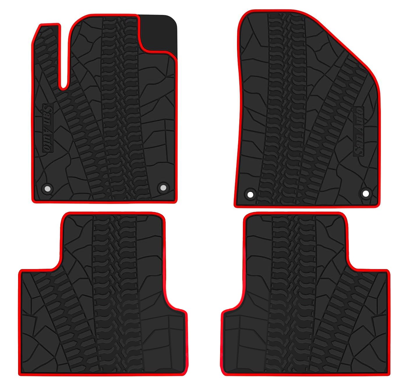 San Auto Car Floor Mat for Jeep Cherokee 2014-2023 (Not for Grand Cherokee) Custom Fit Rubber Auto Liners Set All Weather Protection Heavy Duty Black