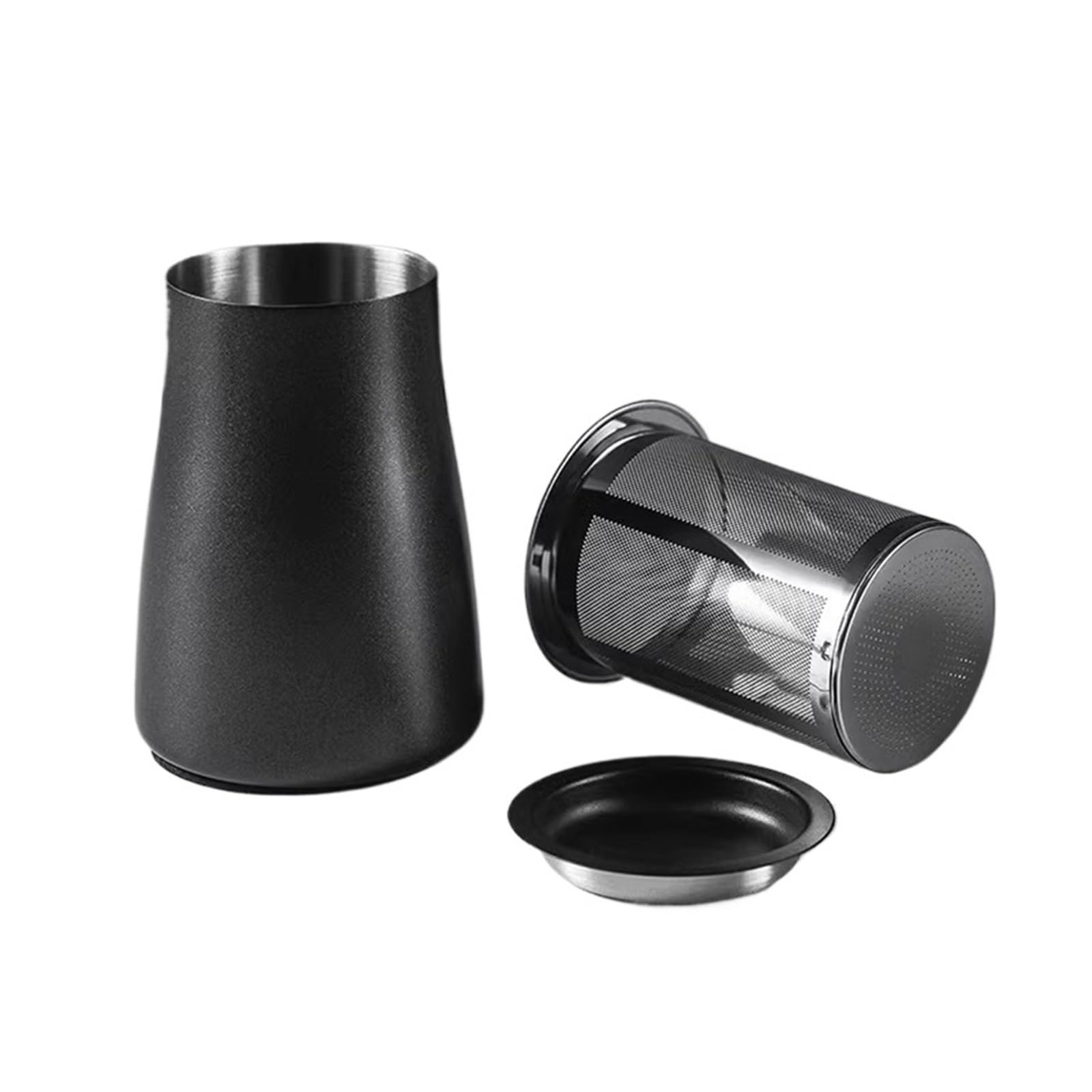 Kompatibel Mit Kaffeepulverfilter, Pulverbecher, Edelstahl-Kaffeesieb Mit Deckel, Bohnenmühle, Brühwerkzeug(Black)