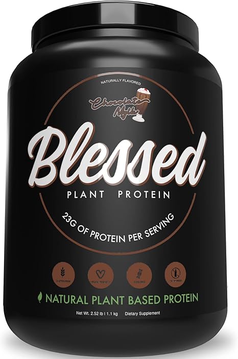 BLESSED Vegan Protein Powder - Plant Based Protein Powder Meal Replacement Protein Shake, 23g of Pea Protein Powder, Dairy Free, Gluten Free, Soy Free, No Sugar Added, 30 Servings (Chocolate Mylk)
