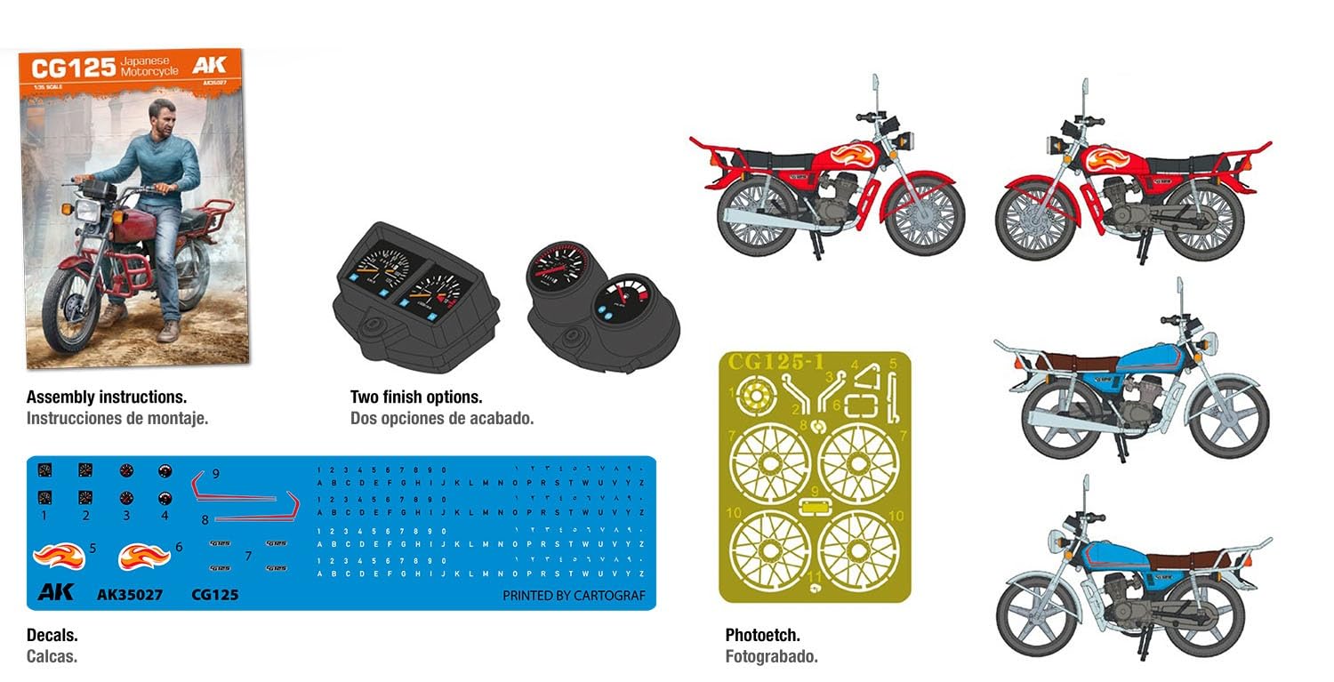 AK INTERACTIVE - Modello Moto Cg125 Japanese Motorcycle |ak Interactive|35027| 1:35 Modellino Char Promo