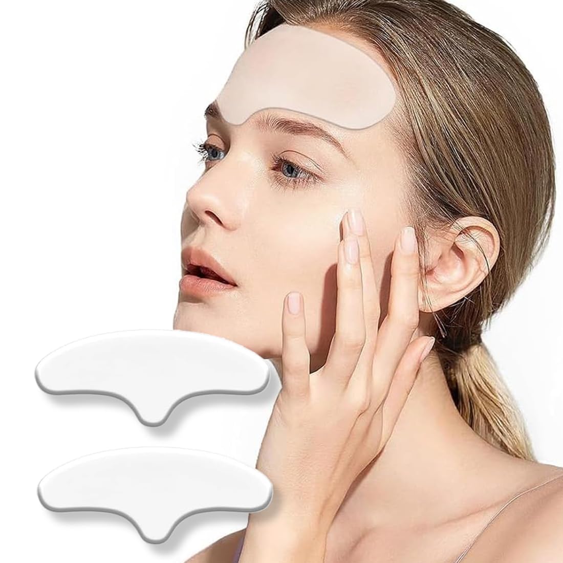2 Pezzi Cerotti Riutilizzabili per Stiramento della Fronte in Silicone (Colore Trasparente)