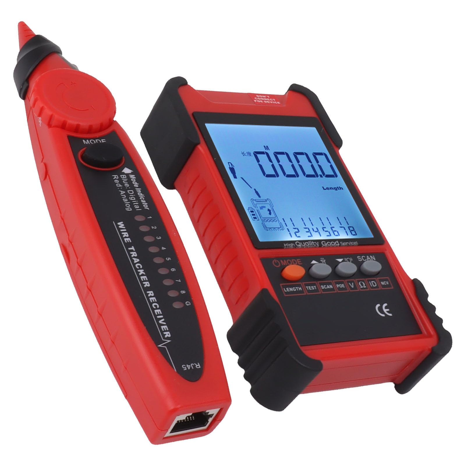 Yctze ET616 Multimetr Testera Kablowego z LCD w Celu Sortowania i Konserwacji - Czerwony (czerwony)
