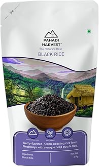 PAHADI HARVEST - Black Rice I Black Sticky Rice from the hills of Meghalaya I Purple Rice I Original Black I Authentic & Natural Black Rice 2kgs