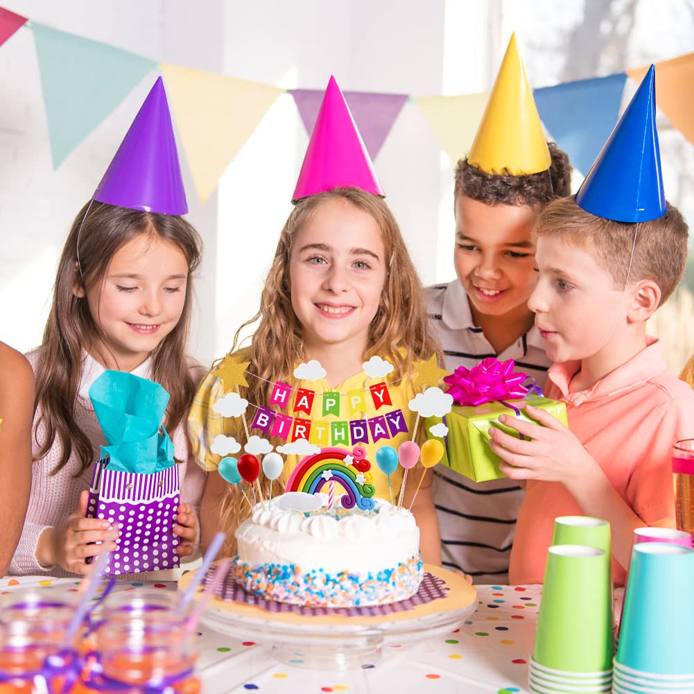 16 stuks taartdecoratie verjaardag meisjes regenboog Happy