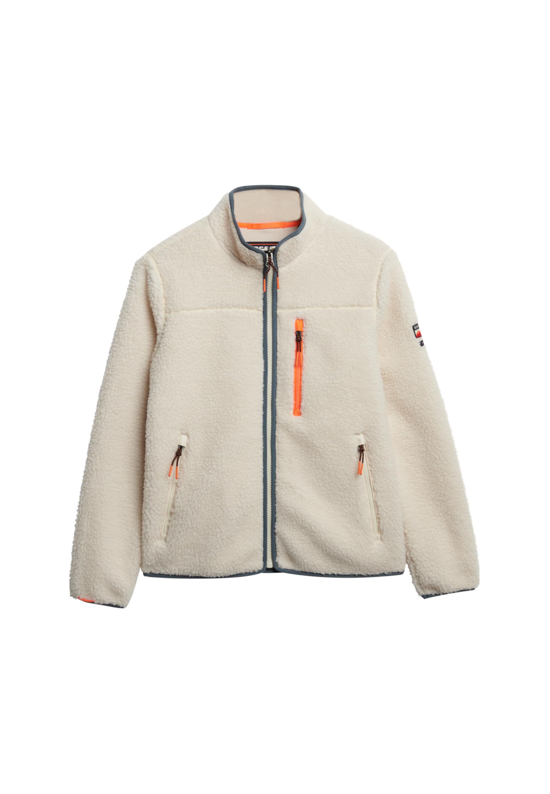 Superdry Damen Outdoor Fleecejacke – Durchgängig Reißverschluss – Ecru