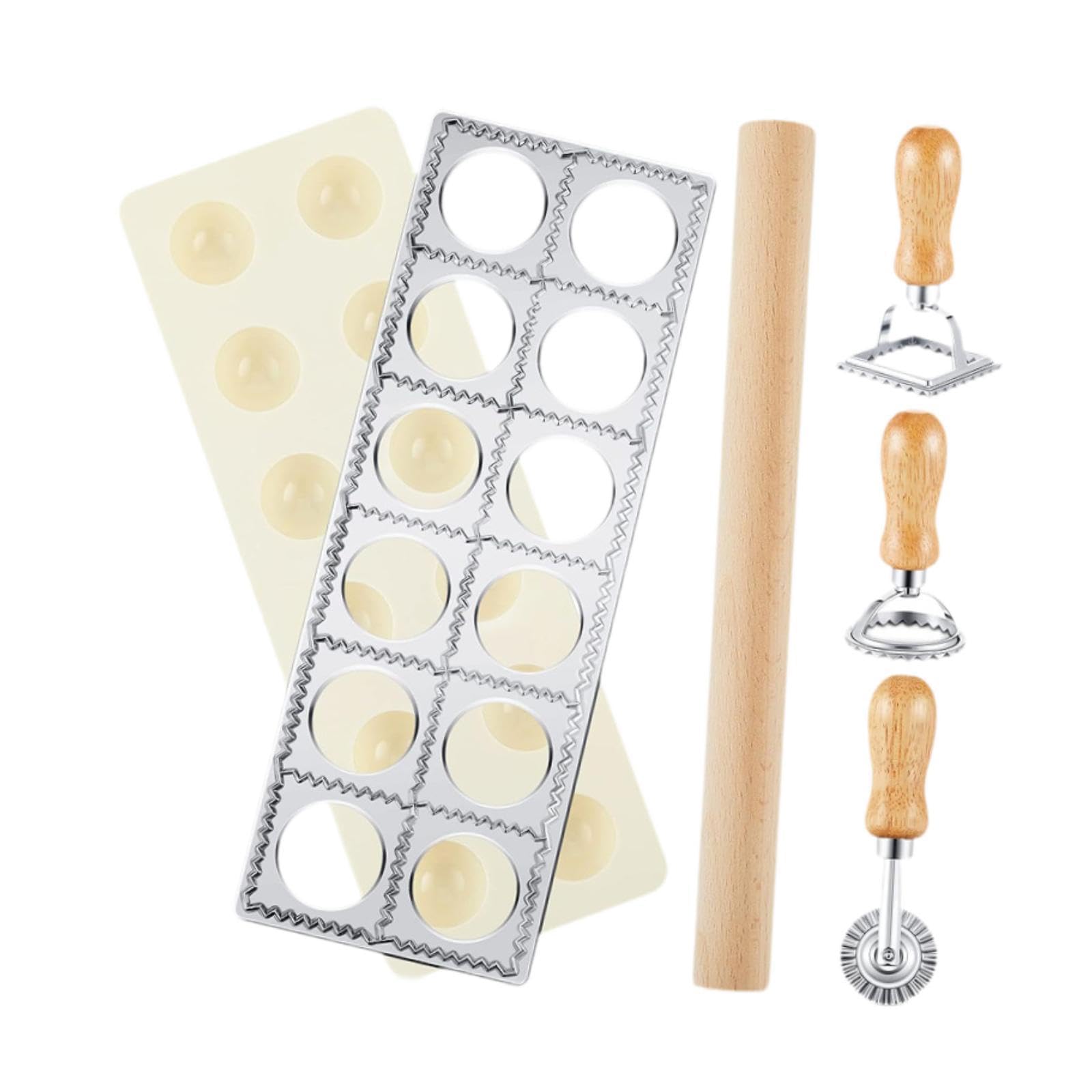 para Ravioles, Molde para Pasta, Construcción, 12 Agujeros, Fácil de Limpiar, Versátil, Rodillo de Madera, Máquina para Hacer Empanadillas, Plata, Individual