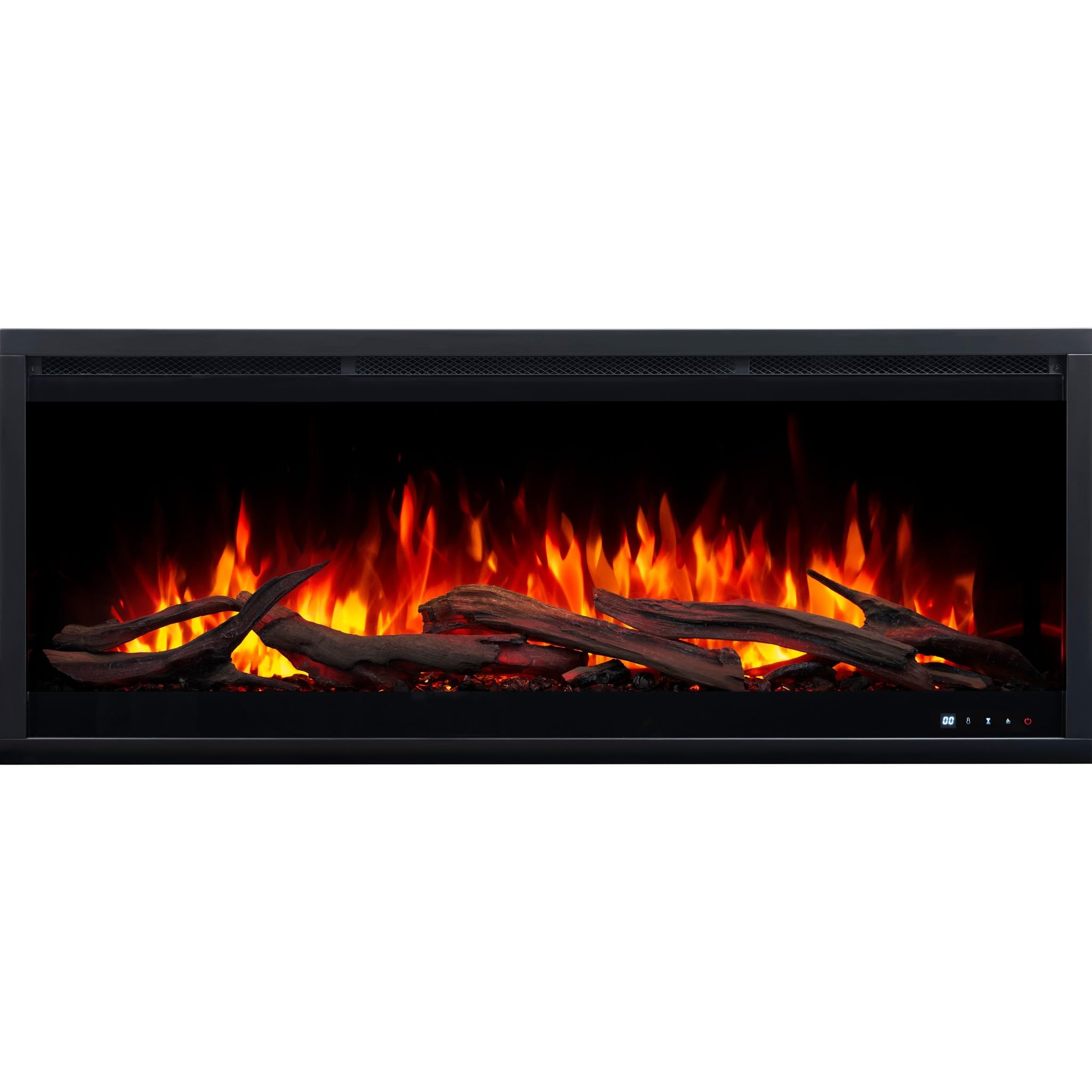 Aflamo Royal 3D kominek elektryczny do zabudowy, realistyczny efekt płomienia LED, funkcja ogrzewania, efekt płomienia 3D, efekt płomienia (160 x 48 x 22)