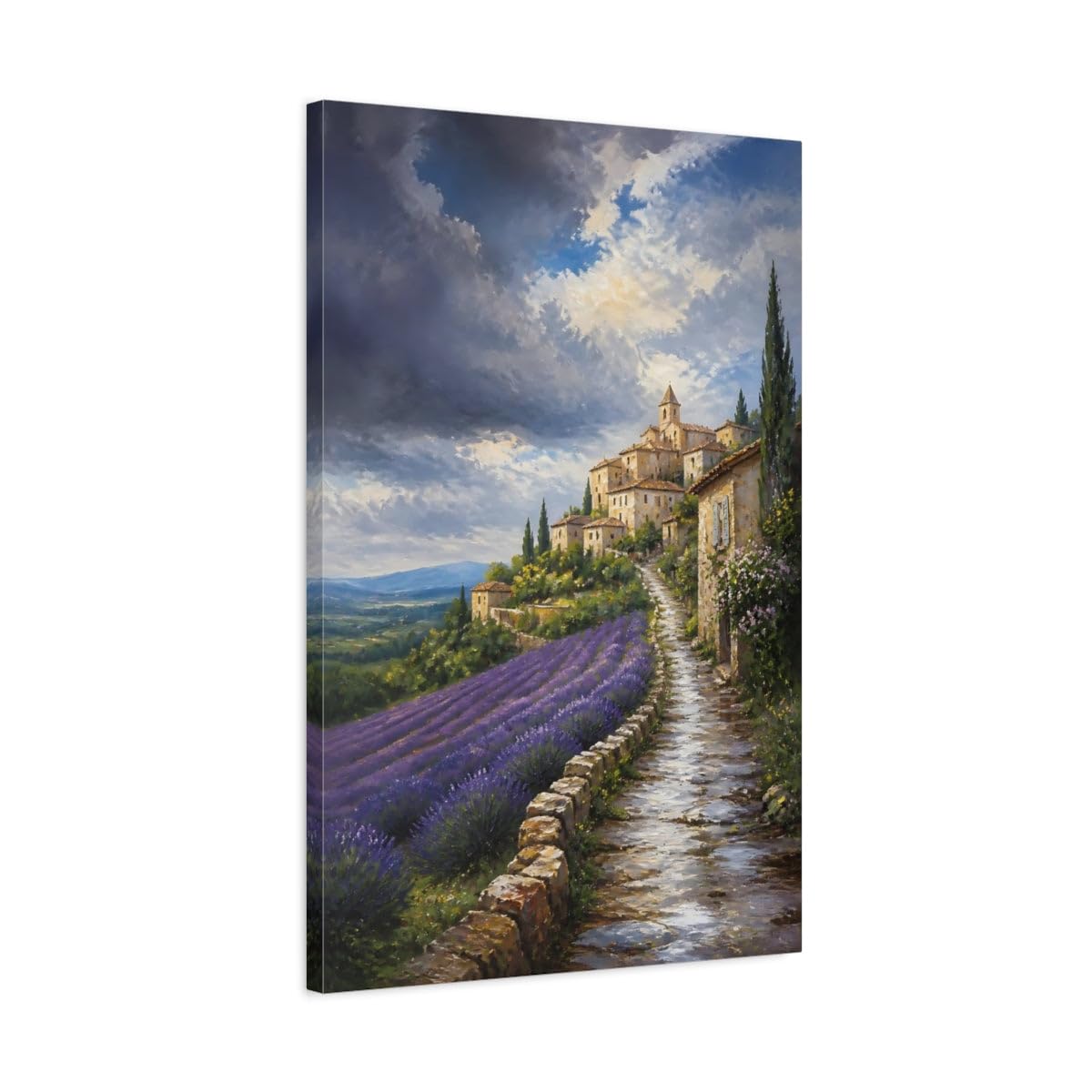 Lavender Village After Storm Canvas Print – Living Room, Above Sofa 20×30 inch (50×75 cm) - Vertical / 1.25 inch (3 cm)