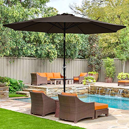 Yeshom 9ft UV 30+ Aluminum Outdoor Patio Umbrella with Crank & Tilt 8 Ribs Air-vented for Garden Table Market Yard Ranch - Image 3