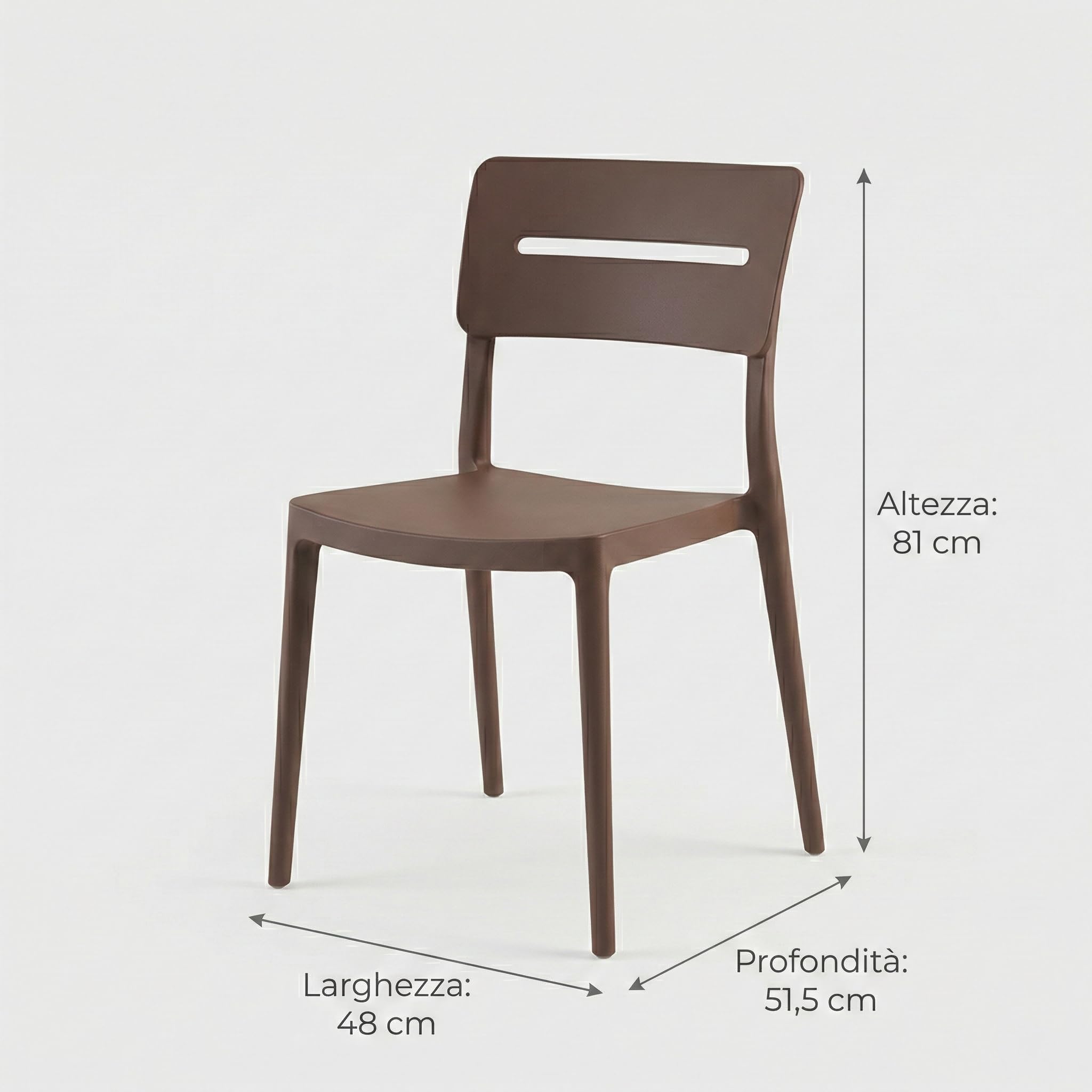 Cribel Set 4 Sedie Bella Bronzo in Polipropilene | Sedie Impilabili per Cucina, Sala da Pranzo, Giardino e Bar | Design Moderno, Resistenti e Facili da Pulire (BRONZO)