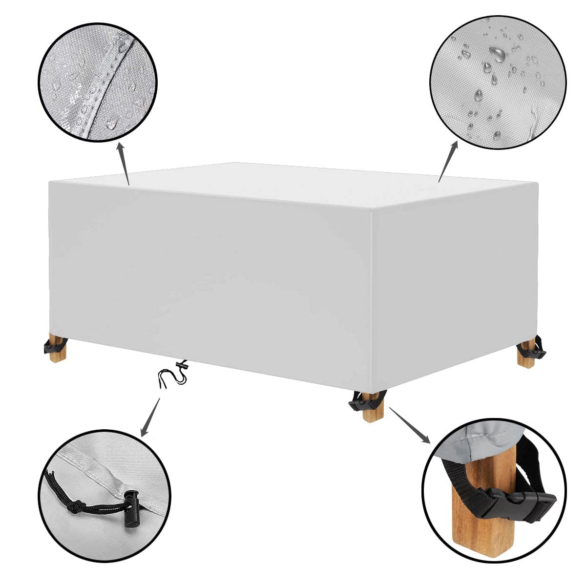 Funda Mesa Jardin Impermeable 100x100x85cm Varios tamaños 600D Rectangular Cubre Mueble Jardin Funda Impermeable Anti-UV Resitente al Polvo para Muebles de Exterior sillas mesas