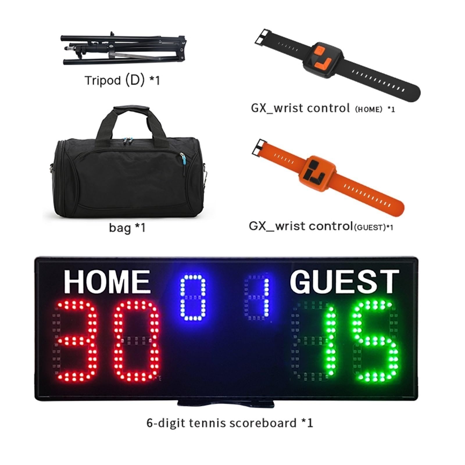 Batteria Ricaricabile Portatile Tabellone Segnapunti Elettronico Wireless con Controllo del Polso Digitale da Tennis A LED Facile Vedere Sia all'Interno Che all'Esterno