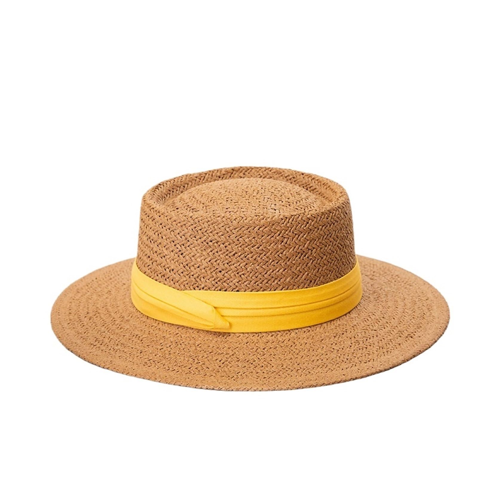 Sombrero de paja para mujer, ala ancha, protección para playa, verano, visera de moda