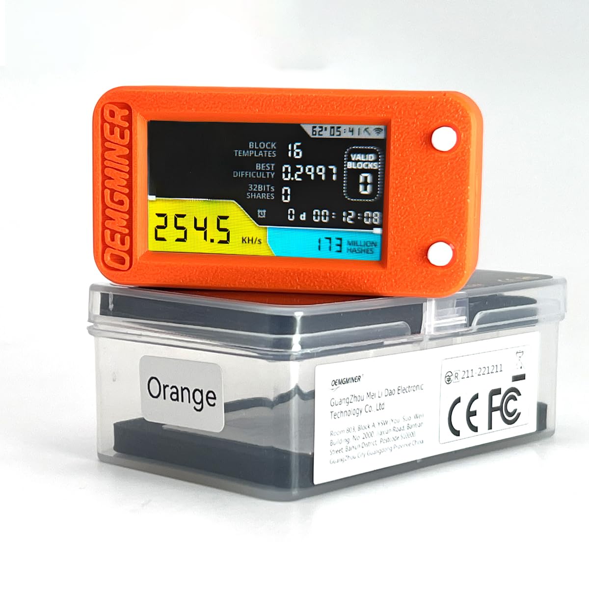 NerdMiner V2 Pro 250KH/s T-Display S3 Bitcoin Solo Lottery Miner - Low Power Consumption, WiFi, USB-C 3.125 BTC Winning Potential – Ideal for Home Mining (Orange)