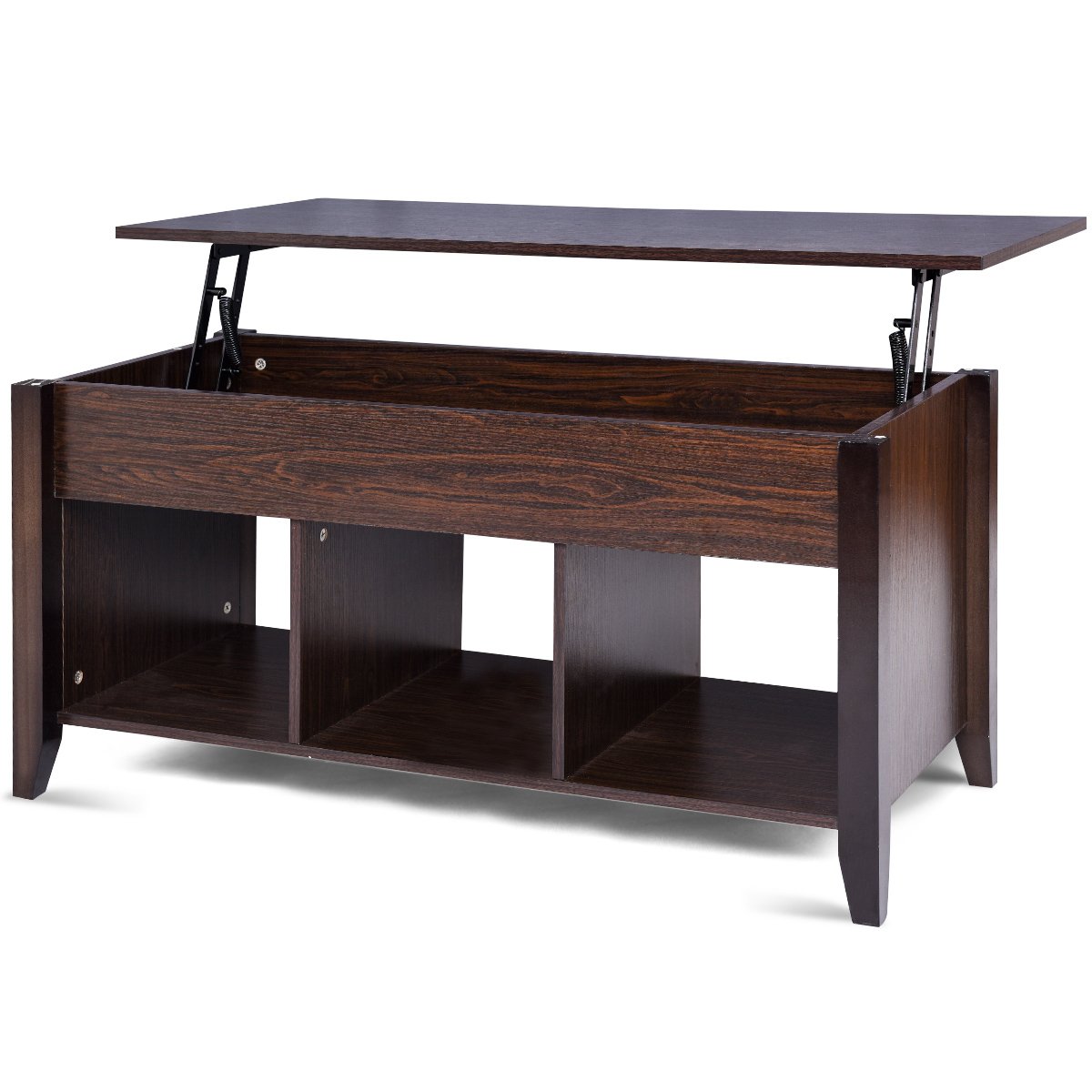 CASART Lift Top Coffee Table with 3 Compartment & 1 Under Desktop Space, Hinge Structure, Thicken Board, Superior Hardware, Smooth Surface, Suitable for Living Room, Home, Office, Indoor