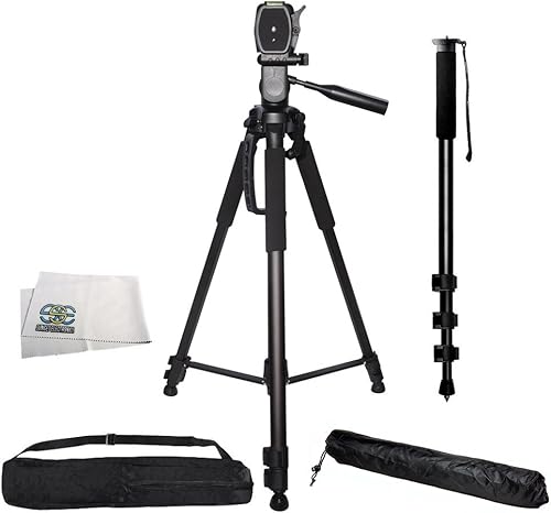 Trípode Pro de 72 pulgadas Panhead de 3 vías con indicador de nivelación de burbujas con funda de transporte + más para Nikon D3300 D3400 D5500