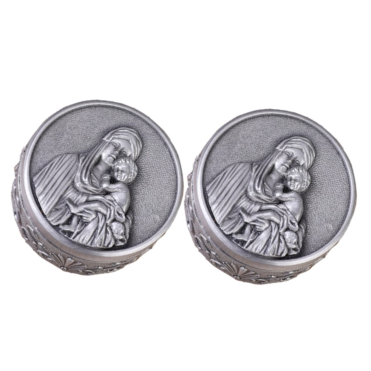 Petite Boîte à Bijoux en Métal Argenté Vintage Lot de 2 Pcs