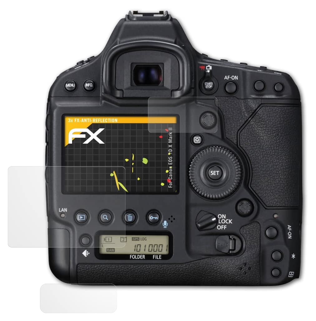 atFoliX Screen Protector compatible with Canon EOS 1D X Mark II Screen Protection Film, anti-reflective and shock-absorbing FX Protector Film (Set of 3)