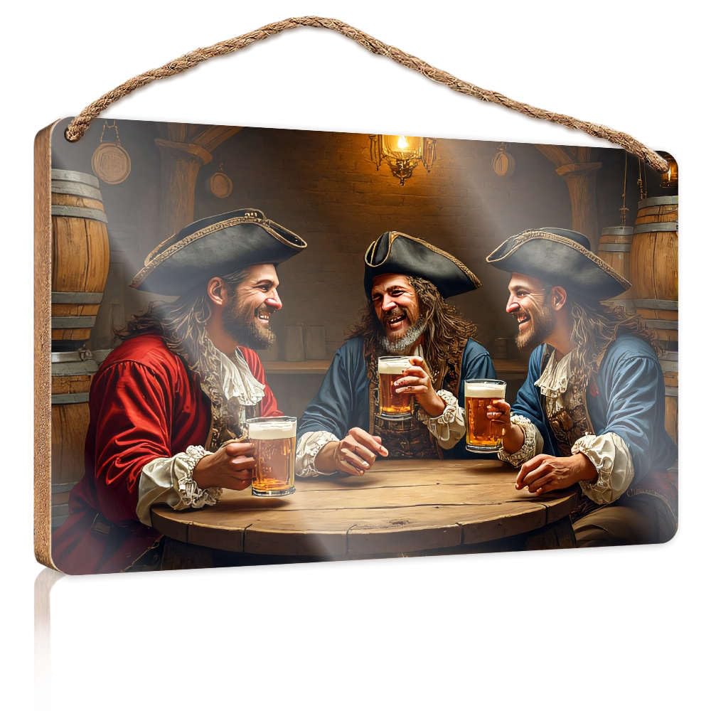 Bathroom Hanging Decor Three Pirates Enjoy A Hearty Drink Together. Camper Decor Fall Porch Decor(23X35CM)