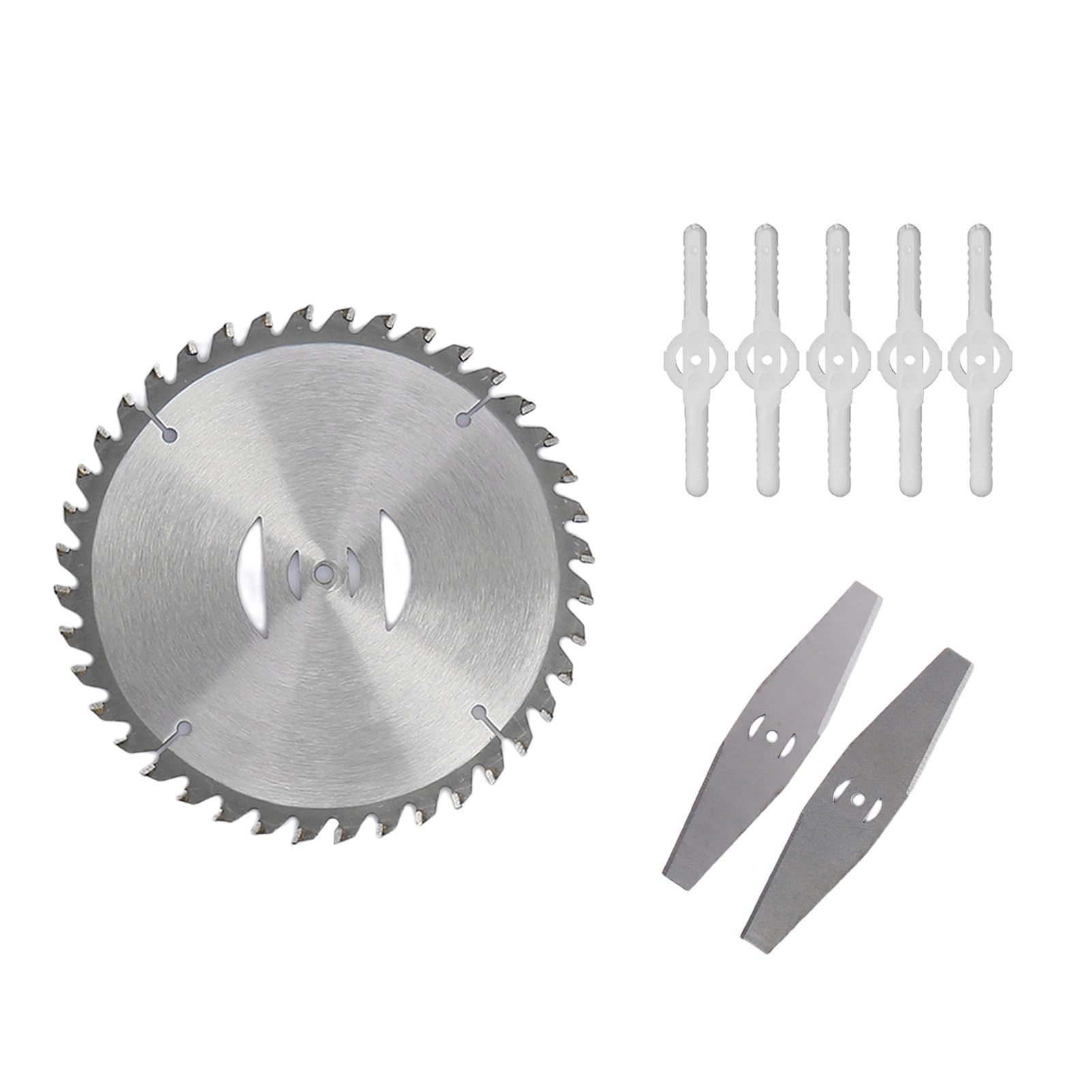Cadciehe Light Grass Trimmer Blade Heads Replacements, Lawn Mower Brush Cutter Blades, Weed Wacker Eater Cutting Heads, 5Pcs Plastic Blades 2Pcs Metal Straight Blades & 1Pc Metal Round Blade 6Inch