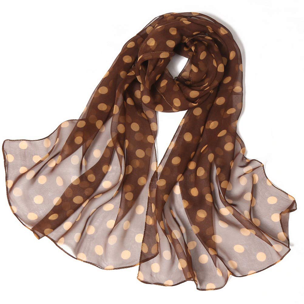 OKWIN Ladie's Long Polka Dot Chiffon Scarf, Sunscreen Silk Scarf Shawl Beach Towel, (size: 160cm*50cm)