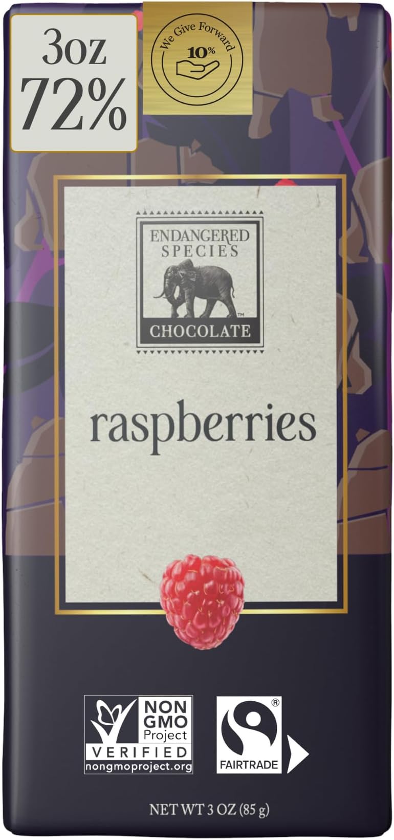Endangered Species Chocolate Bar Grizzly Dark Raspberry, 3 oz