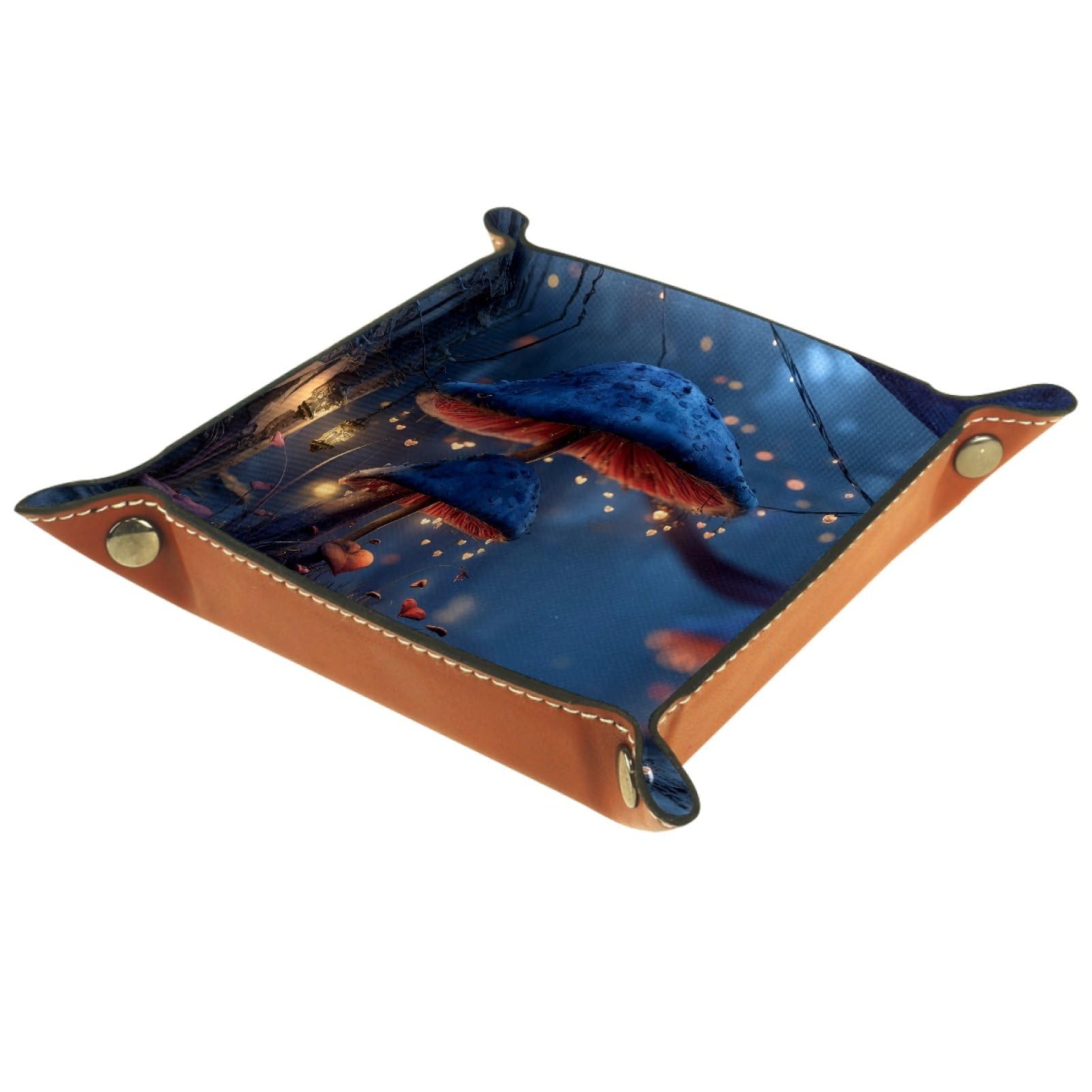 VAPOKF Mushroom Forest Dice Tray, Folding Microfiber Leather Dice Holder for Dungeons and Dragons RPG Dice Gaming D&D and Other Table Games