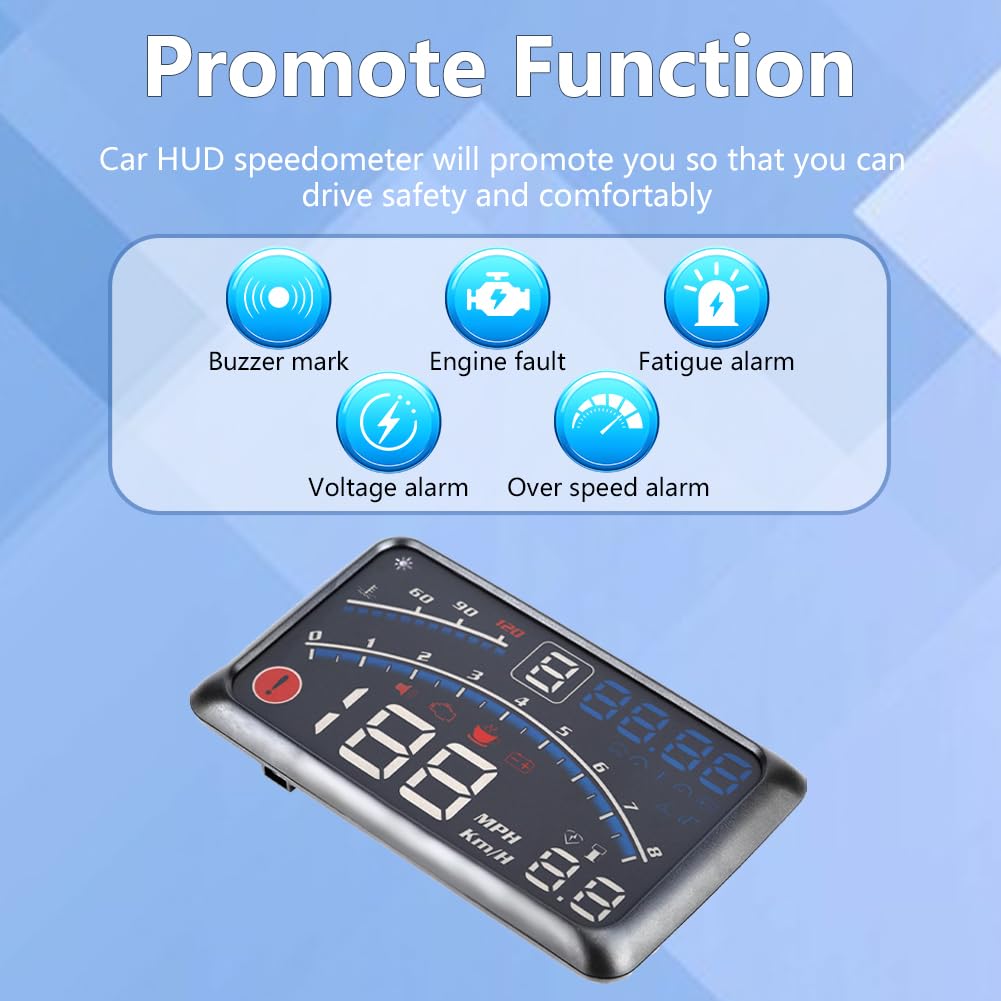 Display Universale OBD2 Head-Up per Parabrezza Auto - Schermo HD 5,5 Pollici con Velocità, RPM, Consumo Carburante e Temperatura Acqua, Luce Automatica Regolabile