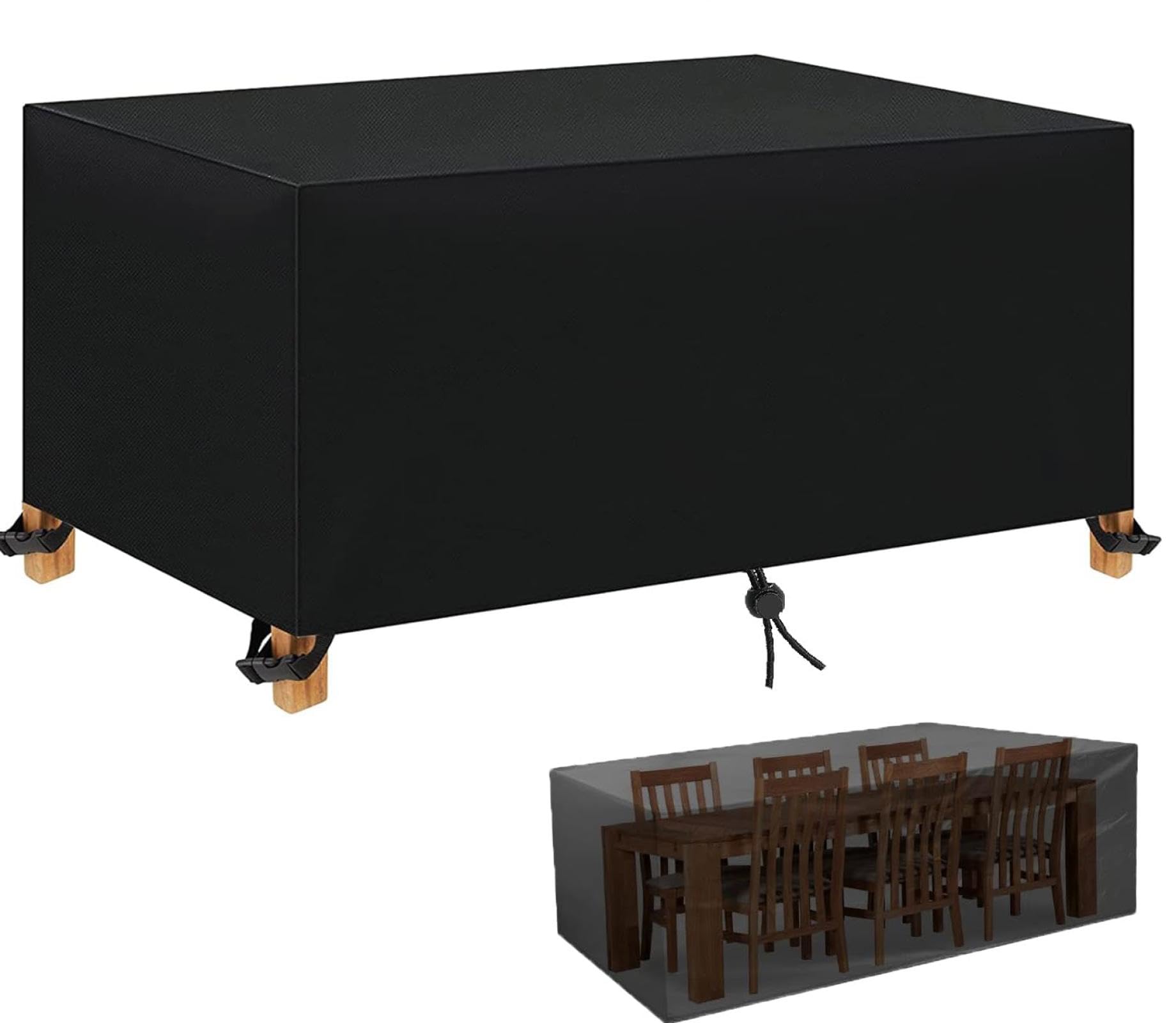 Grande copertura per mobili da esterno, impermeabile, 200 x 180 x 90 cm, in tessuto Oxford resistente agli strappi, antivento, anti-UV, rettangolare, per mobili da giardino, tavolo, divano, set di