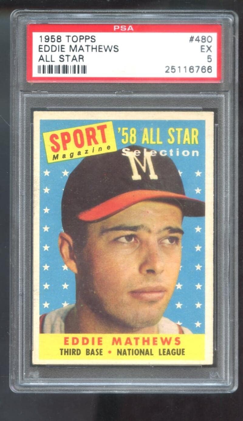 1958 Topps #480 Eddie Mathews Ed Mathews All-Star Sport Magazine PSA 5 Graded Baseball Card MLB
