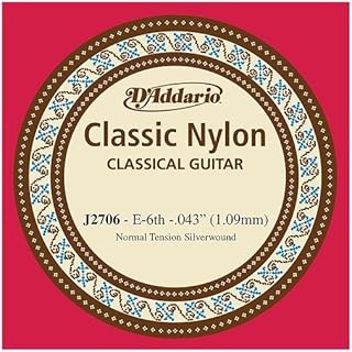 D'Addario J2706 Student Nylon Normal Tension Single Sixth String for Classical Guitar