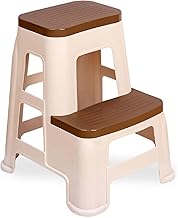 OAKNEST Unboxing Furniture OAKNEST Neelkamal STL31 Multi-Colour 2-Step Heavyduty Plastic Multi Purpose Stool For Home,Office And Kitchen Use (Color : Brown/Beige ; Count : 1 Piece)