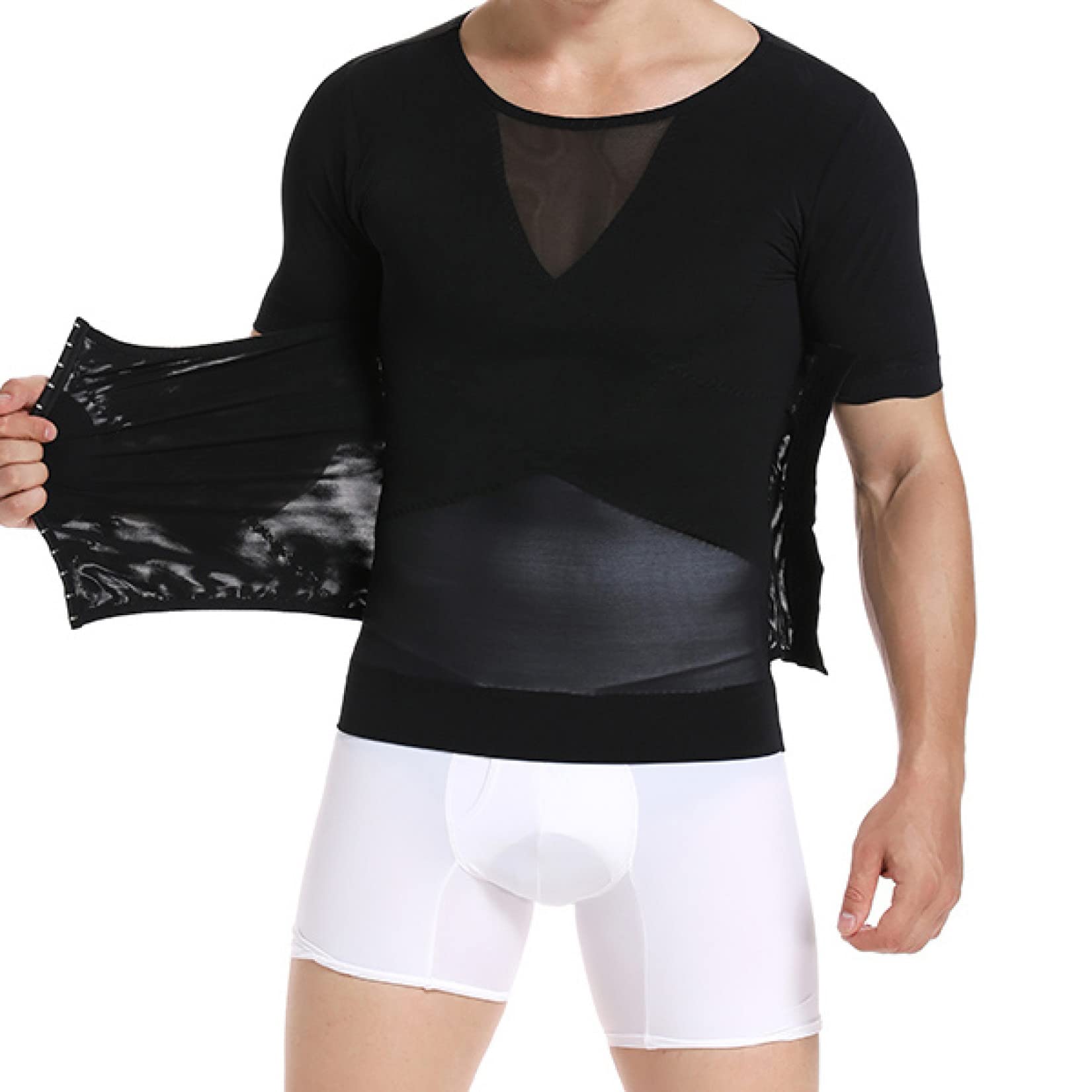 męski trymer do talii body shaper - obcisłe koszulki kompresyjne dla sportowców - oddychają podkoszulki wyszczuplają na siłownię